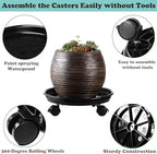 5 Packs Plant Caddy with Wheels 11.8" Plastic Rolling Plant Stands Heavy-Duty Plant Dolly with Casters Indoor Outdoor Wheeled Plant Roller Base Large Planter Saucers Plant Mover - Image 2