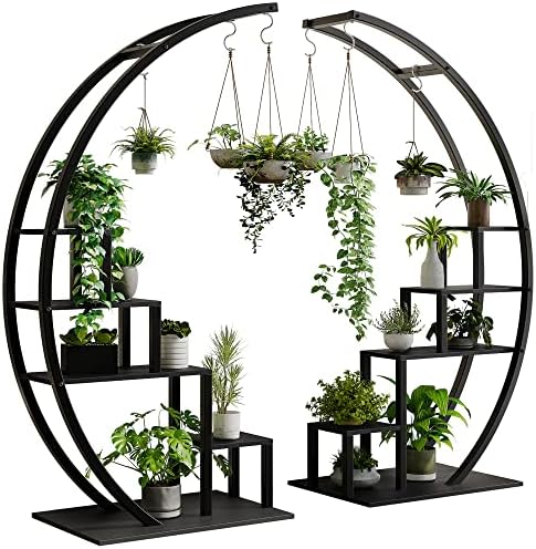 GarveeLife Plant Stand Indoor 5 Tier, Metal Half Moon Plant Shelf 2 Pack by GarveeLife