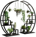 GarveeLife Plant Stand Indoor 5 Tier, Metal Half Moon Plant Shelf 2 Pack by GarveeLife