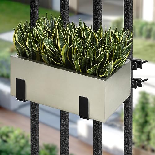 Planter Box Bracket, Flower Box Holder Circular and Square Railings Brackets,Adjustable Deck Railing Planter Box Holder for Patio Garden Fence Pergola Balcony (4 Pieces) - Image 6