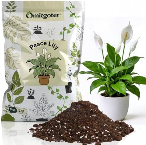 Premium Peace Lily Potting Soil 10qt– All Natural, Well-Draining & Breathable Soil for Peace Lily & Indoor Plants by Omitgoter