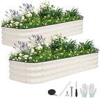 4 in 1 Galvanized Raised Garden Bed, 6x2x1ft, 2Pack, White by BIRDSINYARD