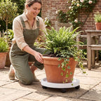 WanderingDonkey 17.52” Outdoor Plant Caddy with Wheels - Heavy Duty Rolling Planter Stand for Patio, Garden, Deck & Outdoor Living Spaces - Image 7