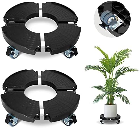 2pk Rolling Plant Stand with Wheels,15-21 Adjustable Heavy Duty Plant Caddy by DOFIMATE