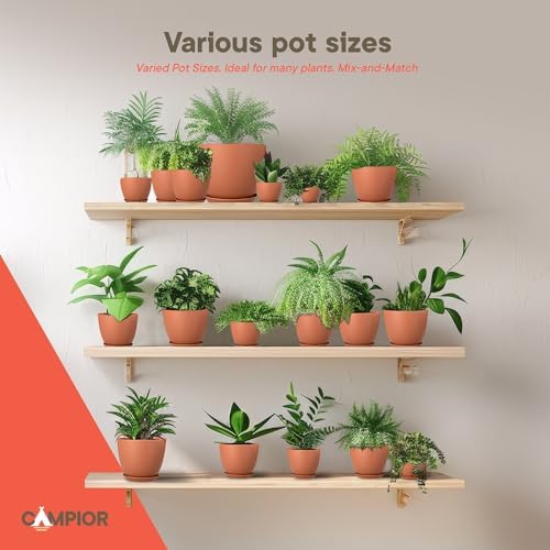 Planter Pots with Drainage Holes - Lightweight, Durable, and Space-Saving Pots for Indoor and Outdoor - Versatile Functionality, Simple Modern Design, Set of 20 Plastic Planter Pots - Terracotta - Image 4
