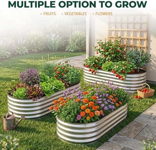 Utopia Home Galvanized Raised Garden Bed 4x2x1 Ft, Pack of 2 Silver - Image 2