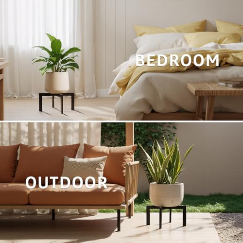 4 Pack Plant Stand Indoor Outdoor,Metal Mid-Century Pot Stand,Modern Plant Holder Rattan Flower Plant Stool,Low Short Plant Stands for Indoor Fit 5-12 Inch Pot,Black(Pot & Plant Not Included) - Image 7