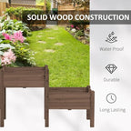 Outsunny Raised Garden Bed with 3 Planter Box Elevated Plant Stand, Coffee - Image 6