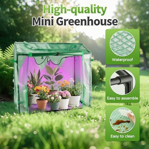 Mini Greenhouse with LED Grow Light & Timer, 36"x20"x33" - Image 5