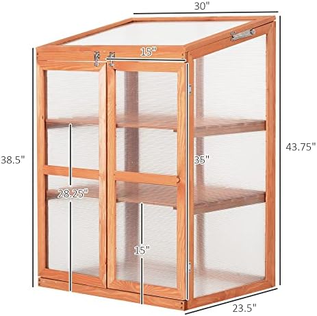 Wooden Cold Frame Small Mini Greenhouse Cabinet for Outdoor and Indoor, 30" L x 24" W x 44" H, Natural - Image 7