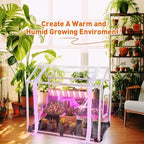 Meonum Mini Greenhouse with Grow Light, 23.6" L x 15.7" W x 19.6" H Portable Greenhouse with Waterproof Bottom Mat, Timer, 3 Light Color Mode for Indoor Outdoor Seed Starter Tray (Mini House Shape) - Image 6