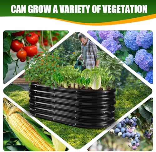 TBMLC Oval Black Galvanized Planter Box, Metal Raised Garden Bed 4X2X1.4 FT - Image 5