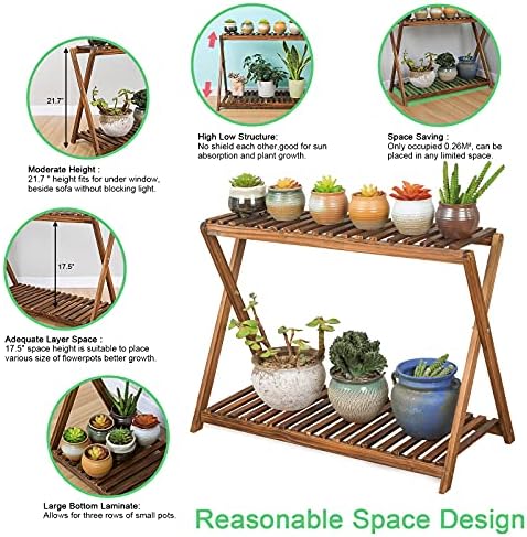 Wooden Plant Shelf Indoor, Narrow Plant Bench for Multiple Plants - Image 5