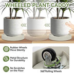 2 Pcs Plant Caddy with Hidden Wheels 14.76 Inch Heavy Duty Rolling Plant Stand, Indoor Outdoor Plant Saucer Tray with $9.9 Garden Tools (Gray) - Image 3