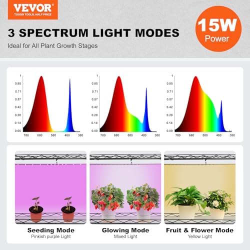 VEVOR Plant Stand with Grow Light, 4-Tier Plant Shelfwith 45W Full Spectrum LED, 3 Mode Plant Light with Timer and Wheel for Seed Starting, Metal Plant Rack for Indoor Plants - Image 2