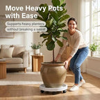 20.5 Inch Planter Caddies Rolling Saucer Caddy with Wheels, Heavy Duty Wheeled Stand for Potted Plant, Round Coaster Roller Base Tray with Casters, Flower Pot Dolly Holder for Indoor Outdoor - Image 6