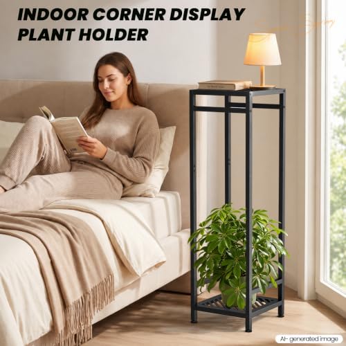 TOSKING 2-Tier Tall & Wide Metal Plant Stand Indoor Outdoor, 41-Inch, Black - Image 5