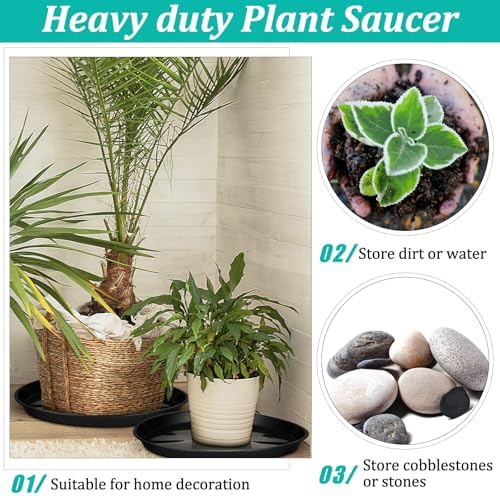 Eccliy 10 Packs 20 Inch Plastic Large Plant Saucers Heavy Duty Planter Trays Jumbo Flower Pot Saucers Plastic Water Trays for Indoors and Outdoors - Image 5