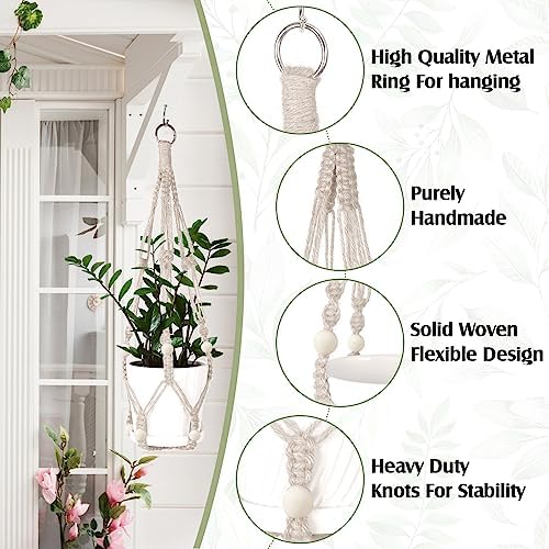 Hoteam 12 Pcs Macrame Plant Hangers Macrame Hanging Planters for Indoor Plants Handmade Boho Hanging Baskets Flower Pots Holder for Outdoor Home Wall Decor - Image 3