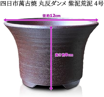 Bonsai Pot Round Striped Pattern Shi-dei-Ara-dei (Purple mud) Yokkaichi Banko-Yaki deep Type Ceramic Wildflowers houseplants Agave Baby Bonsai Cactus Miscellaneous Pine and Oak 4.7” Small - Image 2
