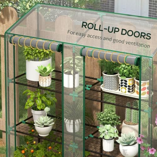 Outsunny Lean-to Greenhouse with 3 Tier Shelves 56.3" x 18.1" x 59.4" Clear - Image 5