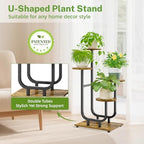 iDavosic.ly Plant Stand Indoor with Wooden Trays, 4 Tier Shelf, Black Brown - Image 4