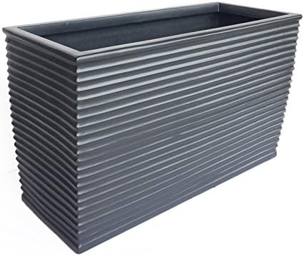 NMN Designs Winona Planter - 30" L x 12" W x 17" H - Fiberglass - Rectangular Plant Container - Gray - Indoor/Outdoor - Drainge Holes - Best Planter by NMNDesigns
