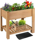ketive Raised Garden Bed with Legs - Elevated Wooden Planter Box, Durable Fir Wood, Reinforced Frame with Drainage Holes, Liner, and Storage Shelf for Vegetables, Herbs, Flowers, 33.5" x 18" x 30" by Ketive