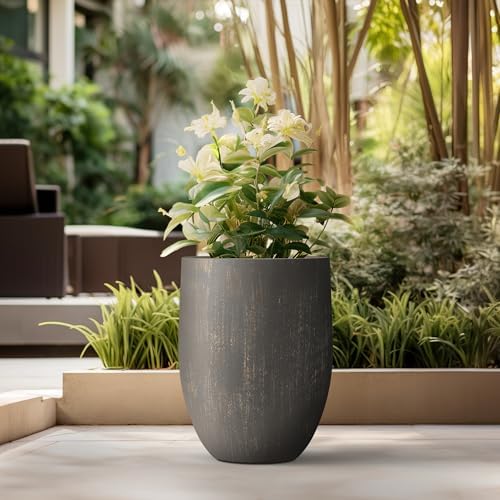 Kante Large Round Bullet Vintage BRN Concrete Planter 21.7" Tall, Outdoor - Image 5