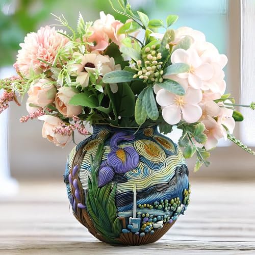 TOZLU Abstract Face Head Planter Picasso Colorful Art Resin Flower Pot - Image 5