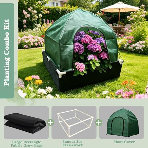 3 * 3FT Felt Garden Raised Bed with Plant Covers, No-Tool Growing Bed with Bug Insect Proof Mesh Plant Tents & Sun Shade, 3 Sizes Plant Protection System for Vegetables, Fruits & Flowers - Image 2