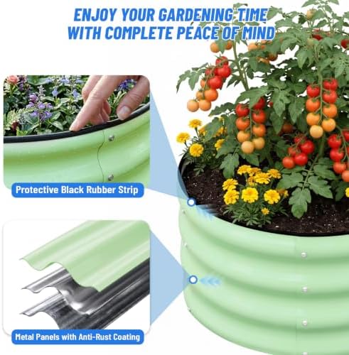 SnugNiture 3 Pcs 2x2x1ft Round Galvanized Raised Garden Bed Kit Outdoor, Metal Planter Box for Planting Plants Vegetables, Green - Image 3