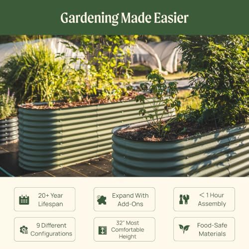 32" Extra Tall Raised Garden Bed Kits, 2 x 8 x 2.7ft Raised Planter Box Outdoor, 3.5 x 6.5 x 2.7ft Deep Root 9 in 1 Modular Metal Raised Beds for Gardening Vegetables Flowers Fruits - British Green - Image 2