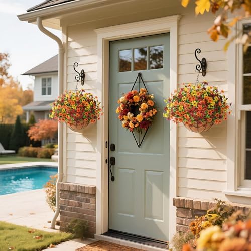Artificial Flowers for Outdoors Faux Fall Hanging Baskets UV Resistant - Image 7