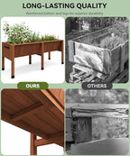 72x26x30 Inch Raised Garden Bed With Leg, Elevated Wood Planter Box Stand for Vegetables, Herbs & Flowers, 6x2x2.5 Ft Outdoor Standing Planter w/Hooks,13.7In Depth Plante for Backyard, Patio, Balcony - Image 5