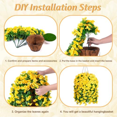 Ammyoo Artificial Faux Hanging Flowers Basket for Fall Outdoor Decor - Image 7