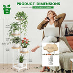 TOSKING Tall 5-Tier Wood Plant Stand Indoor, Cloud Shelves, Oak & White - Image 3