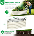 SnugNiture 4x2x1.5ft Raised Garden Bed Outdoor, 17" Tall Galvanized Metal Planter Box, Oval Raised Garden Bed Kit for Planting Vegetables Plants Fruits, Beige White - Image 3