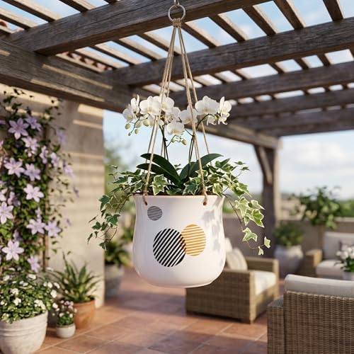 Blue Sky Ceramic Hanging Merry Round 6.5" Flower Pot, Multi Color - Image 2