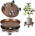 2 Pack Plant Caddy with Wheels, 12" Rolling Plant Stand 265 LBS Heavy Duty Metal Tray No Holes with Large Metal 360° Lockable Caster Wheels for Outdoor Indoor Large Plant Pots, Flower Pot, Patio by PRAQECZ