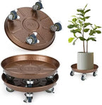 2 Pack Plant Caddy with Wheels, 12" Rolling Plant Stand 265 LBS Heavy Duty Metal Tray No Holes with Large Metal 360° Lockable Caster Wheels for Outdoor Indoor Large Plant Pots, Flower Pot, Patio by PRAQECZ