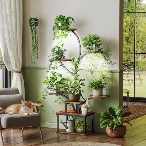PRAISUN 51 Inch Plant Stand with Grow Lights, 8 Tiered Indoor Plant Shelf - Image 4