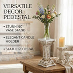 Roman Column Pedestal, 22.5cm Resin Retro Elegant Carvings Roman Pillar Statues Stand, Outdoor Garden Pedestals for Indoor Outdoor Decorations - Image 2
