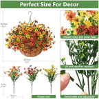 Artificial Flowers for Outdoors Faux Fall Hanging Baskets UV Resistant - Image 3
