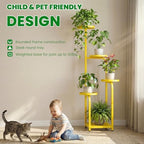 TOSKING Tall 5-Tier Square Plant Stand Indoor Outdoor, Anti-Tip, Yellow - Image 7