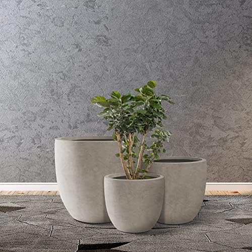 Kante Set of 3 Weathered Concrete Curved Planters 20" 16.5" 13.3" Dia - Image 7