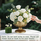 Retro Gold Vases for Centerpieces Set of 2 Brass Metal Vases for Flowers Decorative Pedestal Bowl for Table Centerpieces Floral Arrangments on Housewarming Wedding Party - Image 4