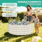 YSEJOMP 17" Tall 48" Diameter Round Raised Garden Bed Kits Outdoor White - Image 5