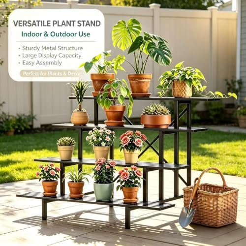 Zhongma 4 Tier Sturdy Heavy Duty Metal Plant Stand indoor & outdoor - Image 4