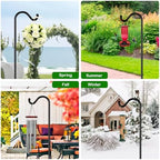 FEED GARDEN Adjustable Shepherd Hook Bird Feeder Pole with 7 Prongs Base, 108 Inch Tall 5/8 Inch Thick, Heavy Duty Outdoor Garden Poles for Hanging Bird Feeders, Plant Baskets, Black (1 Pack) - Image 6
